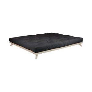 Pat dublu din lemn de pin cu saltea Karup Design Senza Comfort Mat Natural/Black, 180 x 200 cm