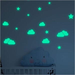 Set autocolante fosforescente de perete Ambiance Clouds and Stars