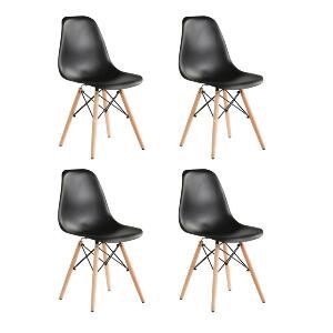 Set 4 scaune Truly Heinner, 82 x 58 x 57 cm, lemn de fag/otel, sezut plastic, maxim 200 kg, Negru