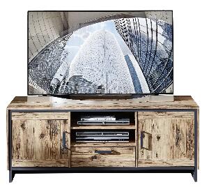Comoda TV din pal, cu 1 sertar si 2 usi Pato Natural / Grafit, l155xA45xH61 cm